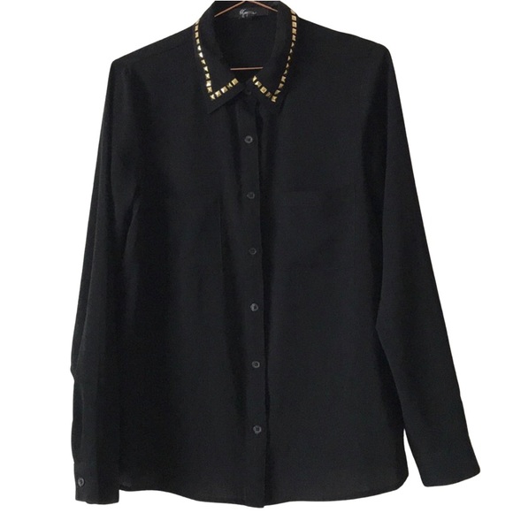 FOREVER 21 black button down shirt S - Picture 1 of 6